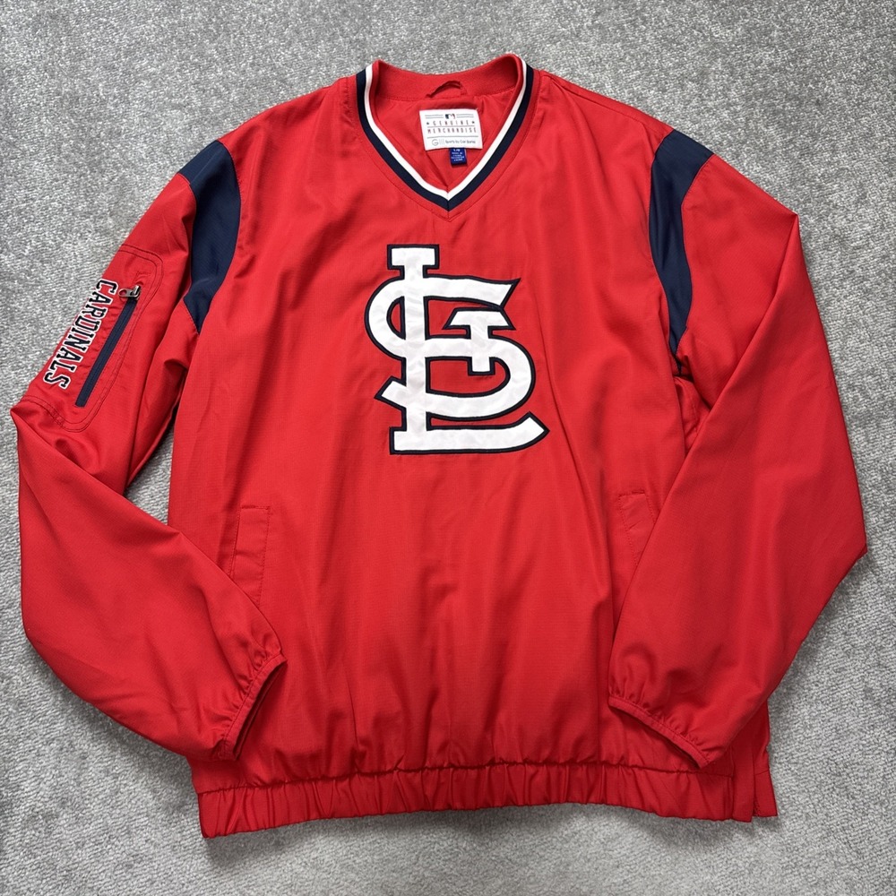 St Louis Cardinals Large Pullover Windbreaker Red Carl Banks MLB